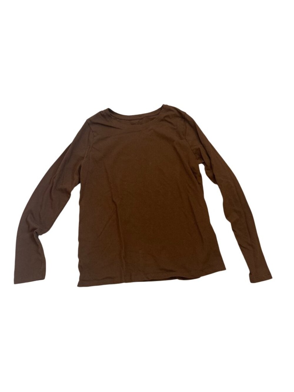 Time And Tru Shirt M 100% Cotton Casual Top Brown Long-Sleeve Fall Layering